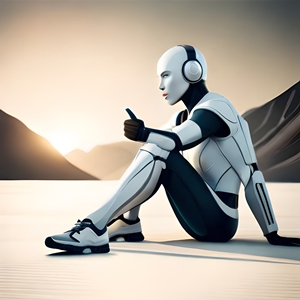 Un robot sentado con el pulgar apuntando hacia arriba para indicar que es genial.