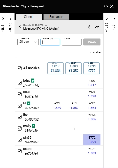 Vista de la aplicación SportMarket Pro